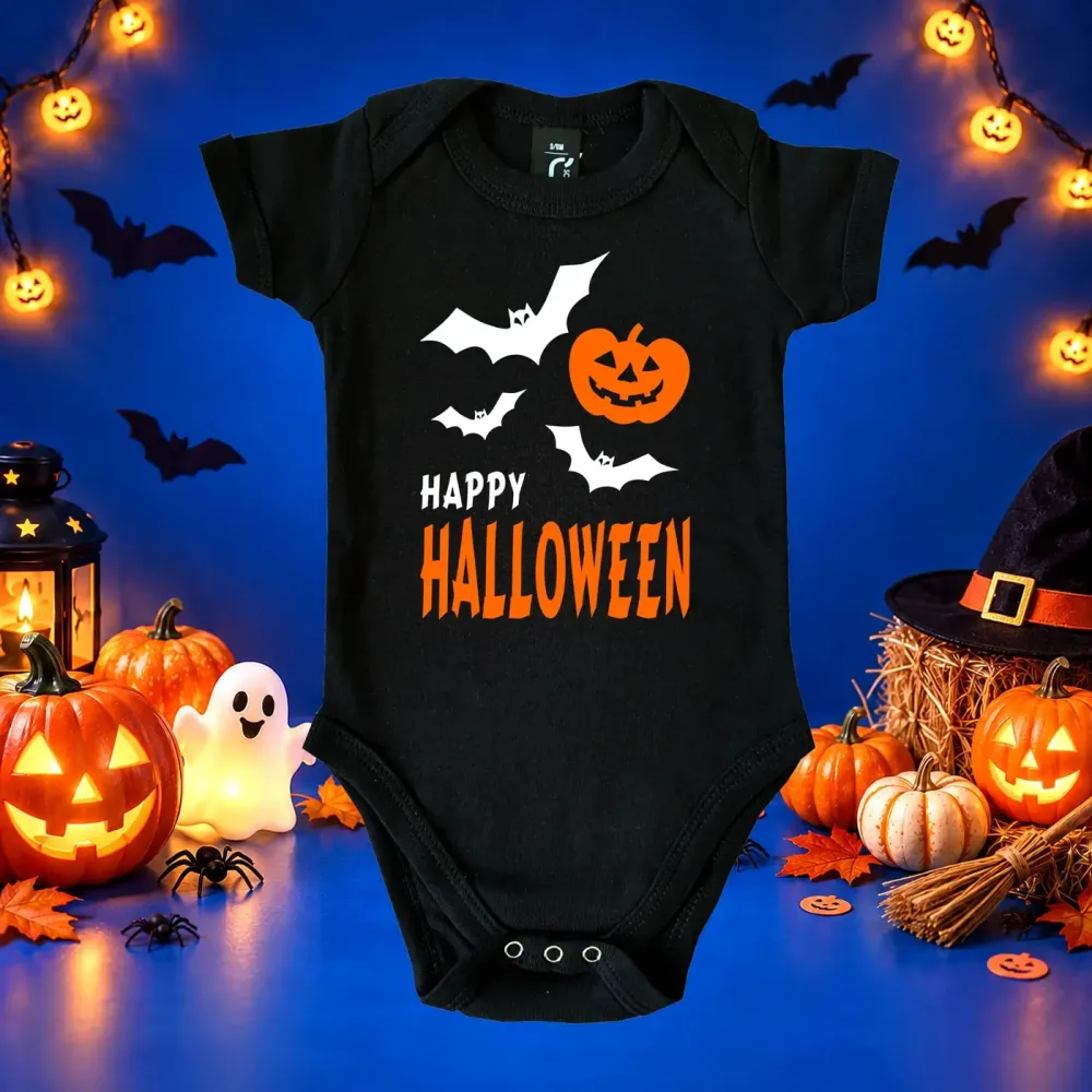 Baby-Body zu Halloween mit Kürbis