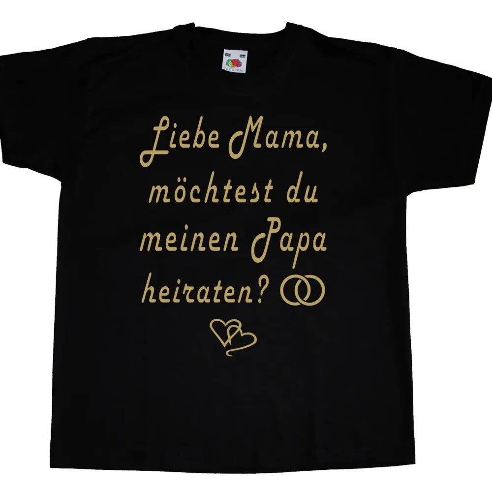 Kinder‑T‑Shirt mit wählbarer Farbe und Hochzeitsfrage