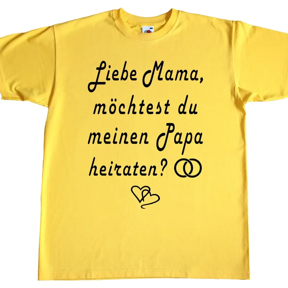 Kinder‑T‑Shirt „Papa möchtest du Mama heiraten“