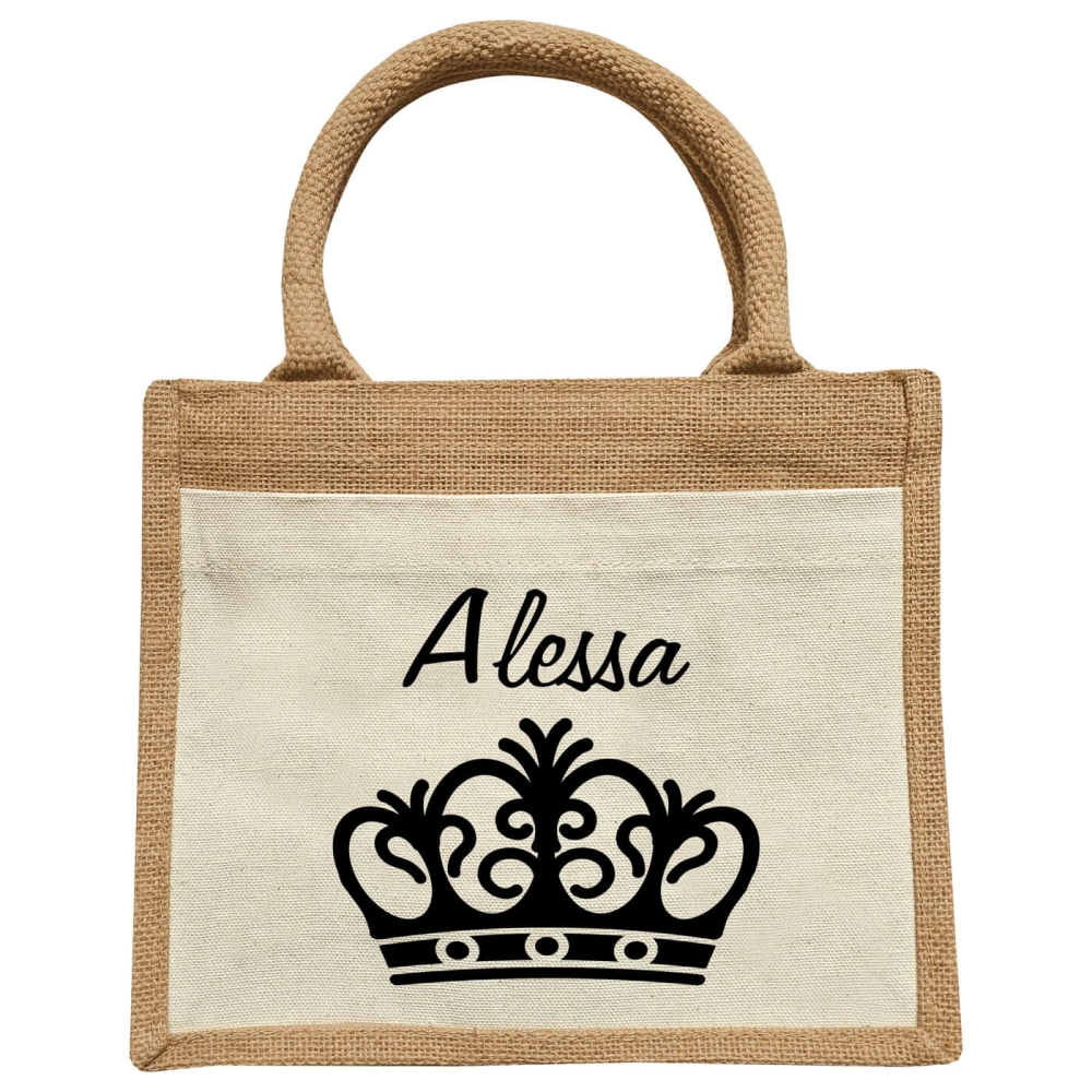 Jute Kindertasche Personalisiertmit Krone