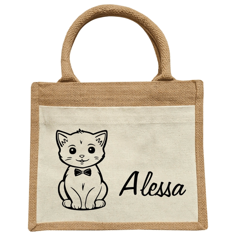 Kindertasche mit Name mit Katze