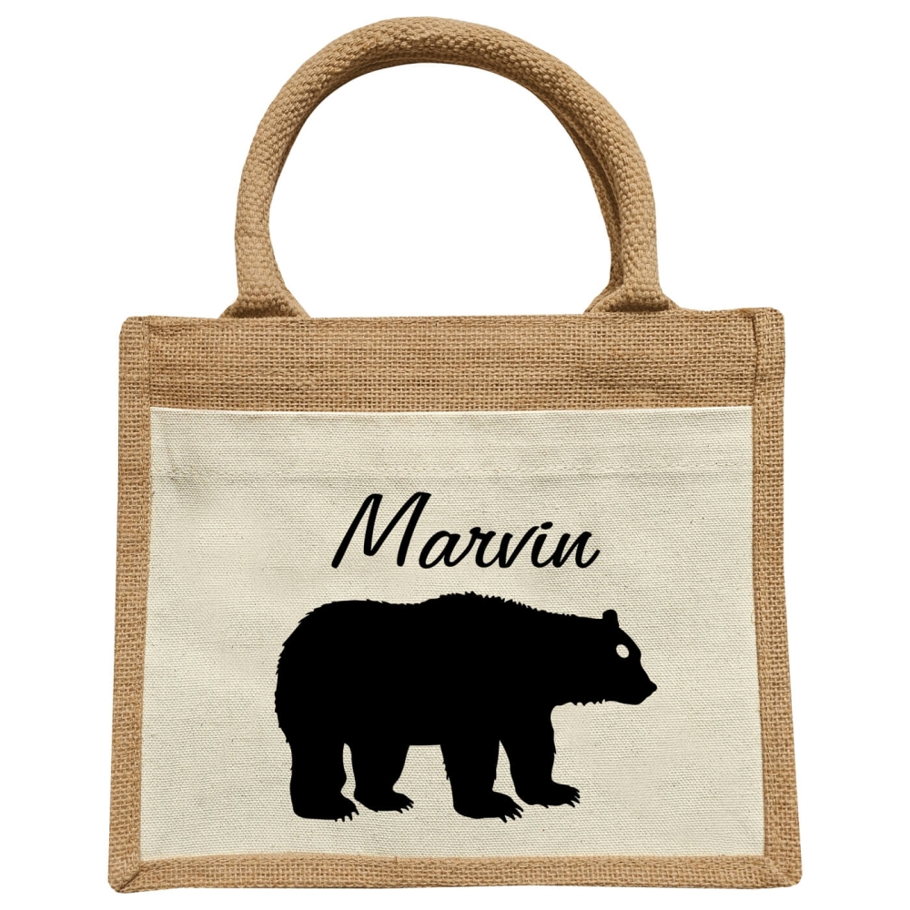 Kinder Jute Tasche mit Braunbär