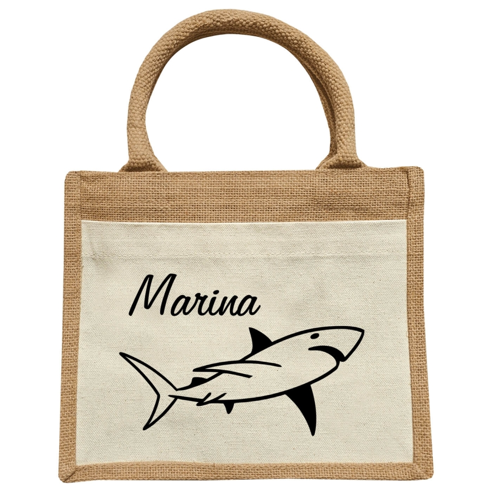 Jute Kindertasche Personalisiert mit Hai
