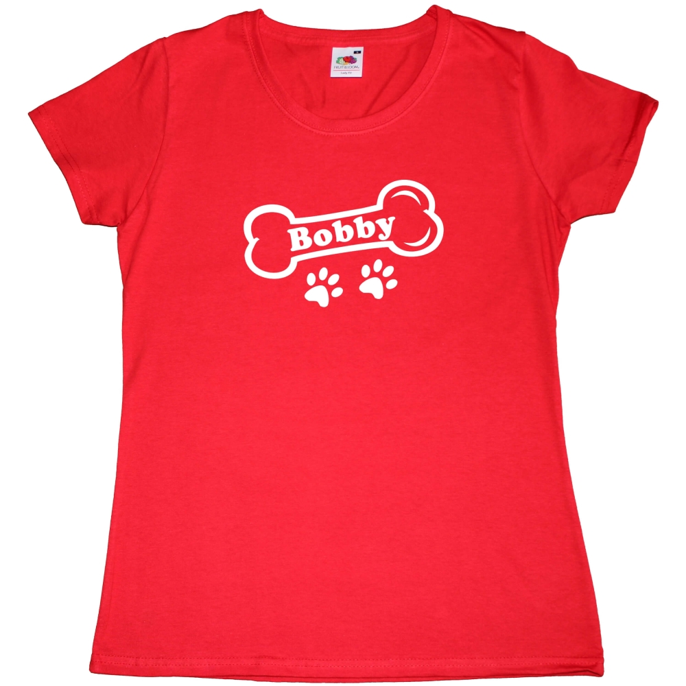 Fun Damen T-Shirt - Hundeknochen mit Wunschname