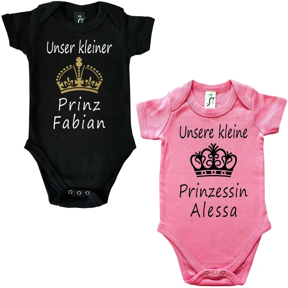 Baby-Body mit Druck Prinz und Prinzessin