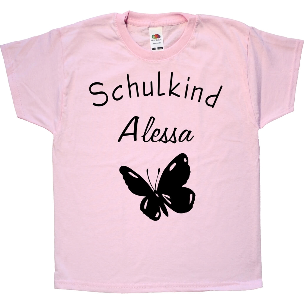 Kinder T-Shirt Schule mit Schmetterling