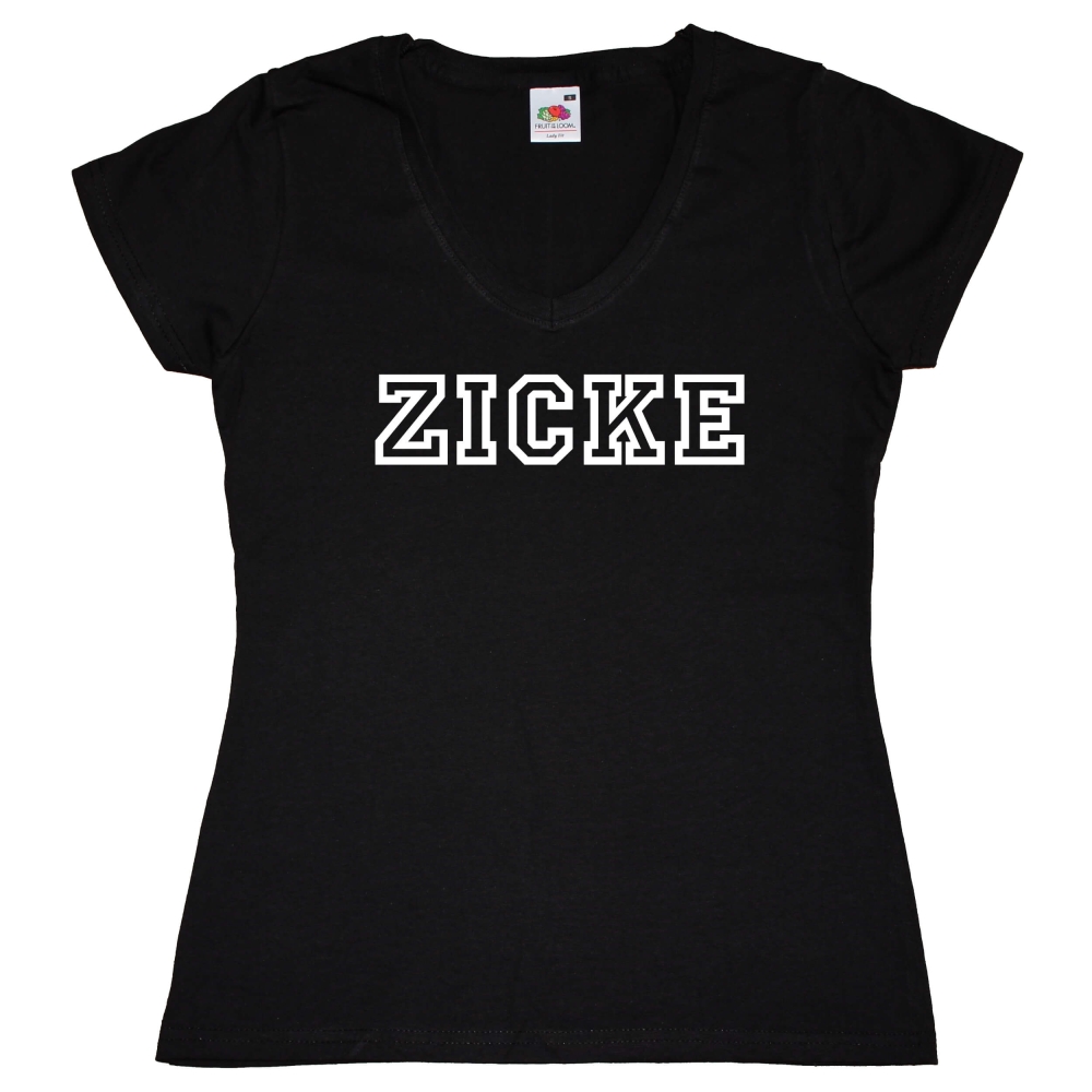 Preview: Damen T-Shirt mit V-Ausschnitt - Zicke