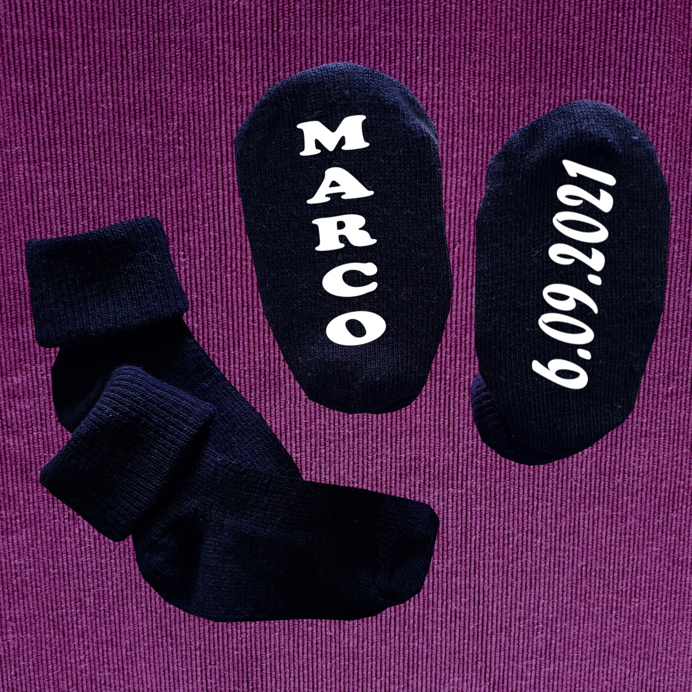 Babysocken mit Datum
