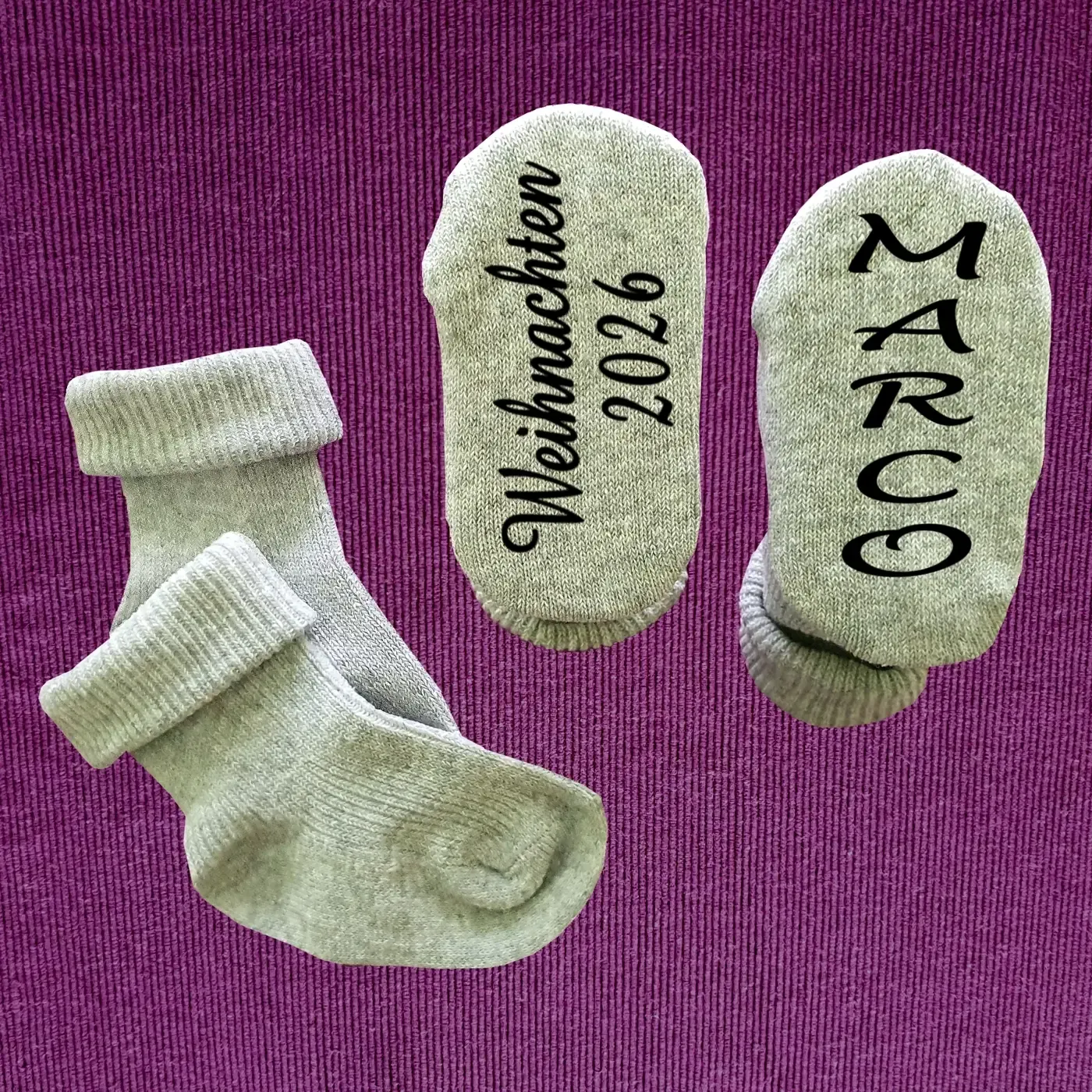 Babysocken Weihnachten personalisierbar