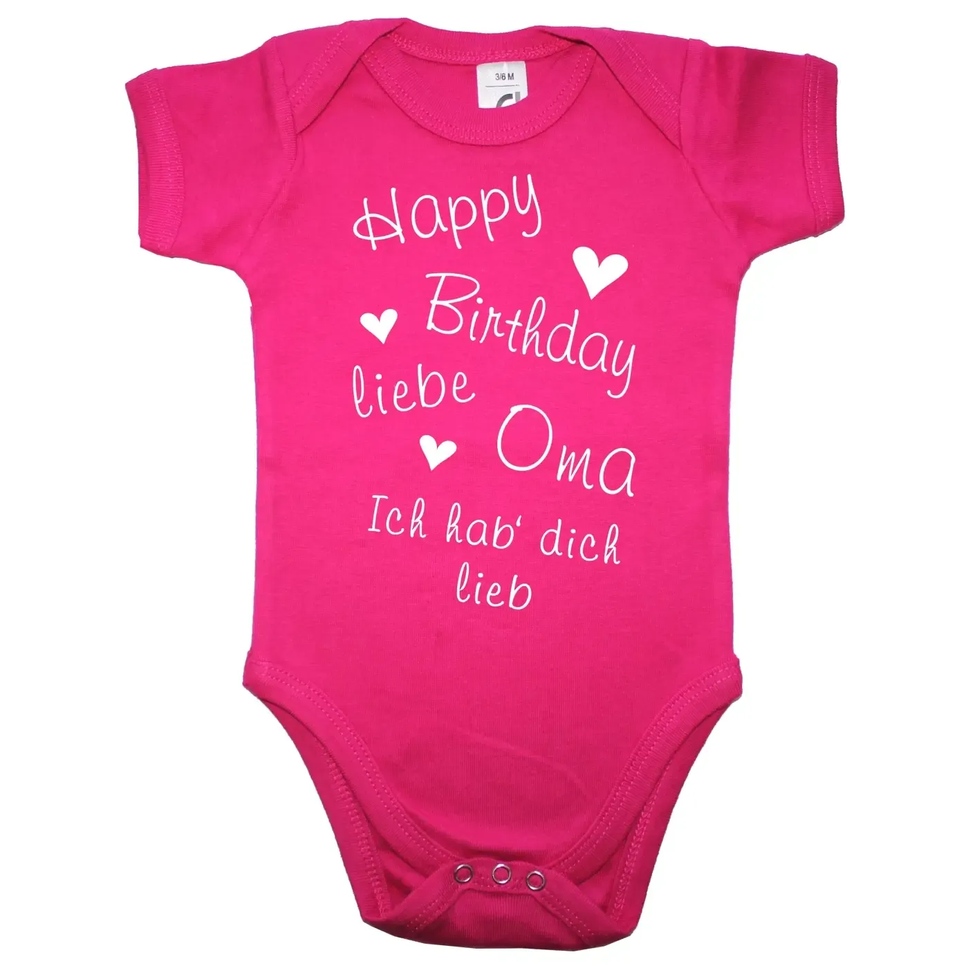 Baby‑Body mit Herzchen und Geburtstags Spruch