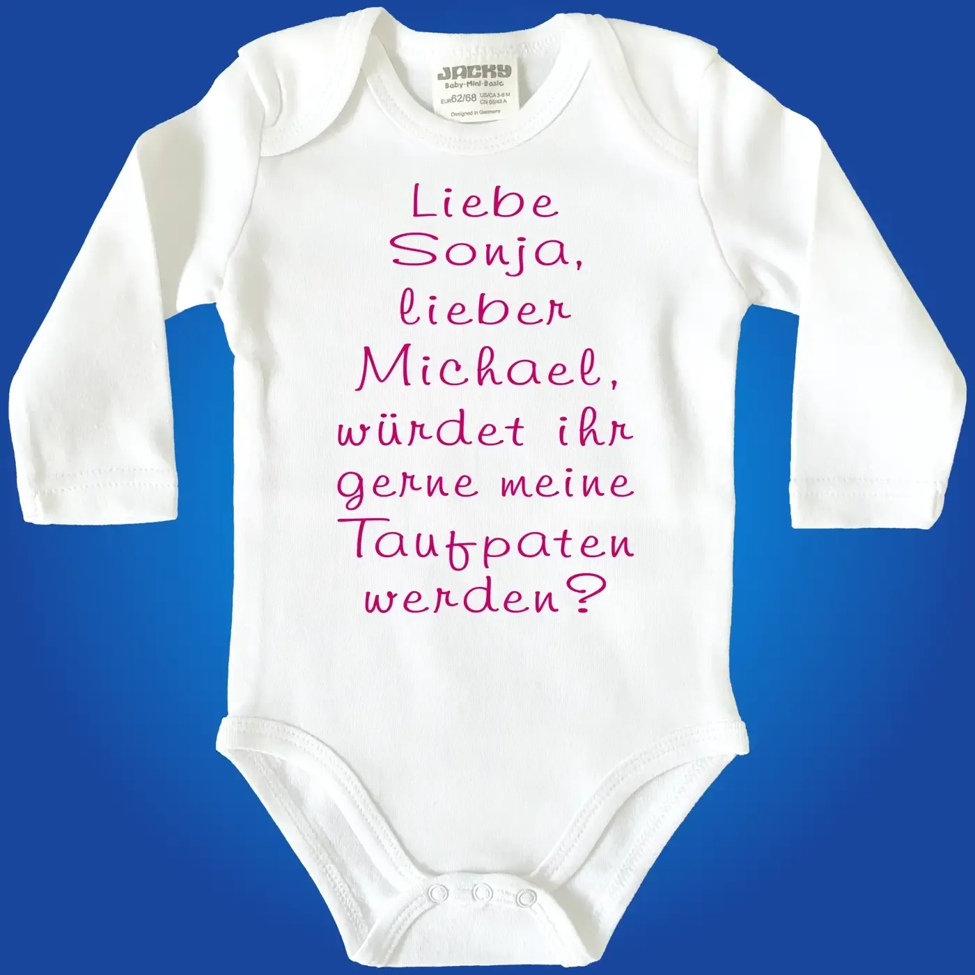 Baby-Body Pateneltern Body liebevoll gestaltet