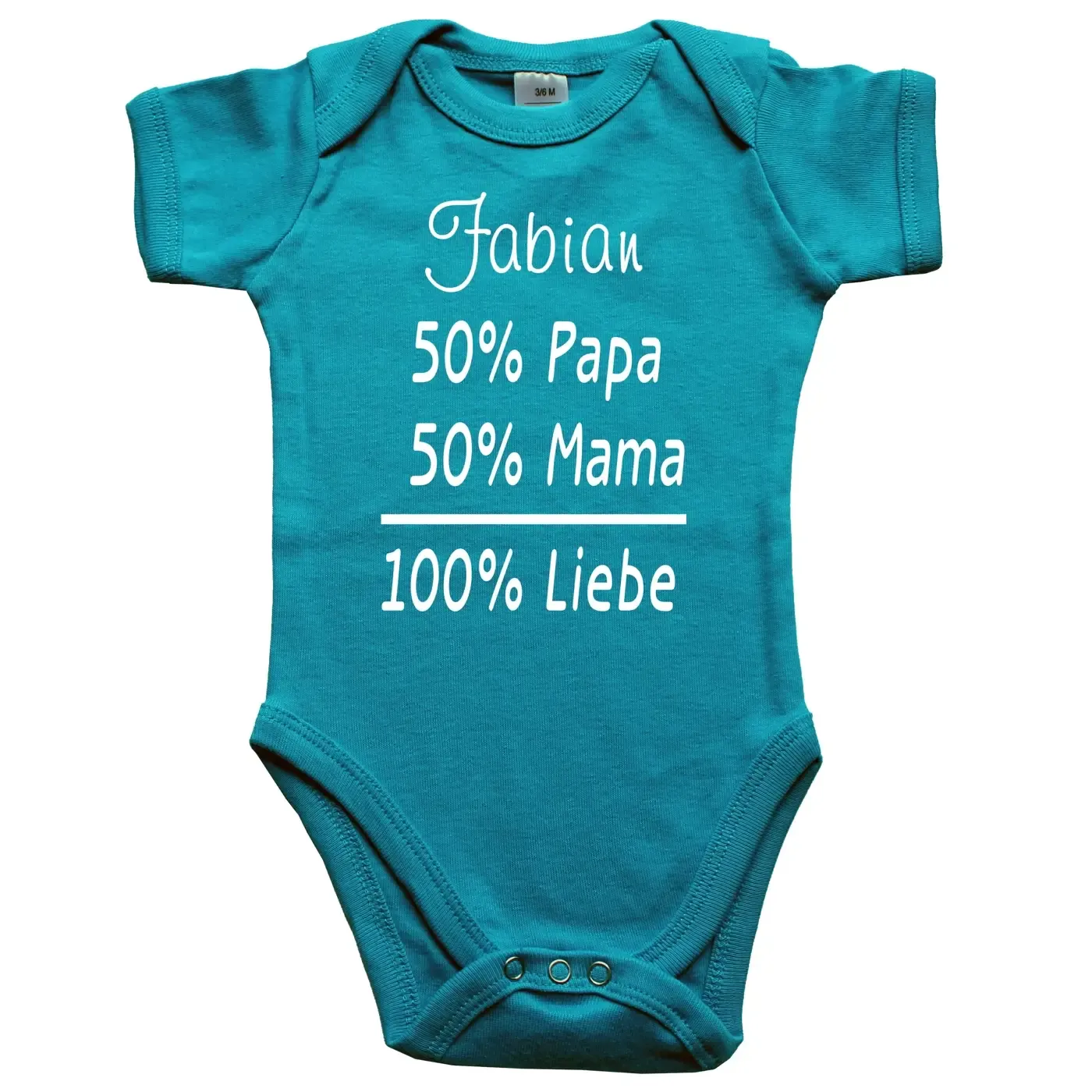 Babybody mit personalisiertem Wunschname und süßer Formel