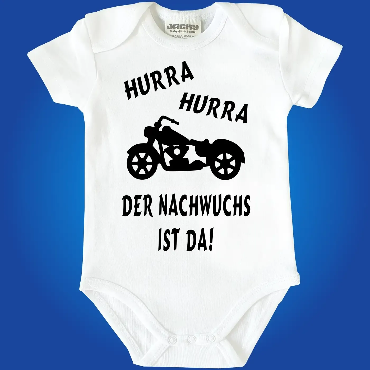 Baby‑Body mit Supersportler‑Motiv und wählbarem Text