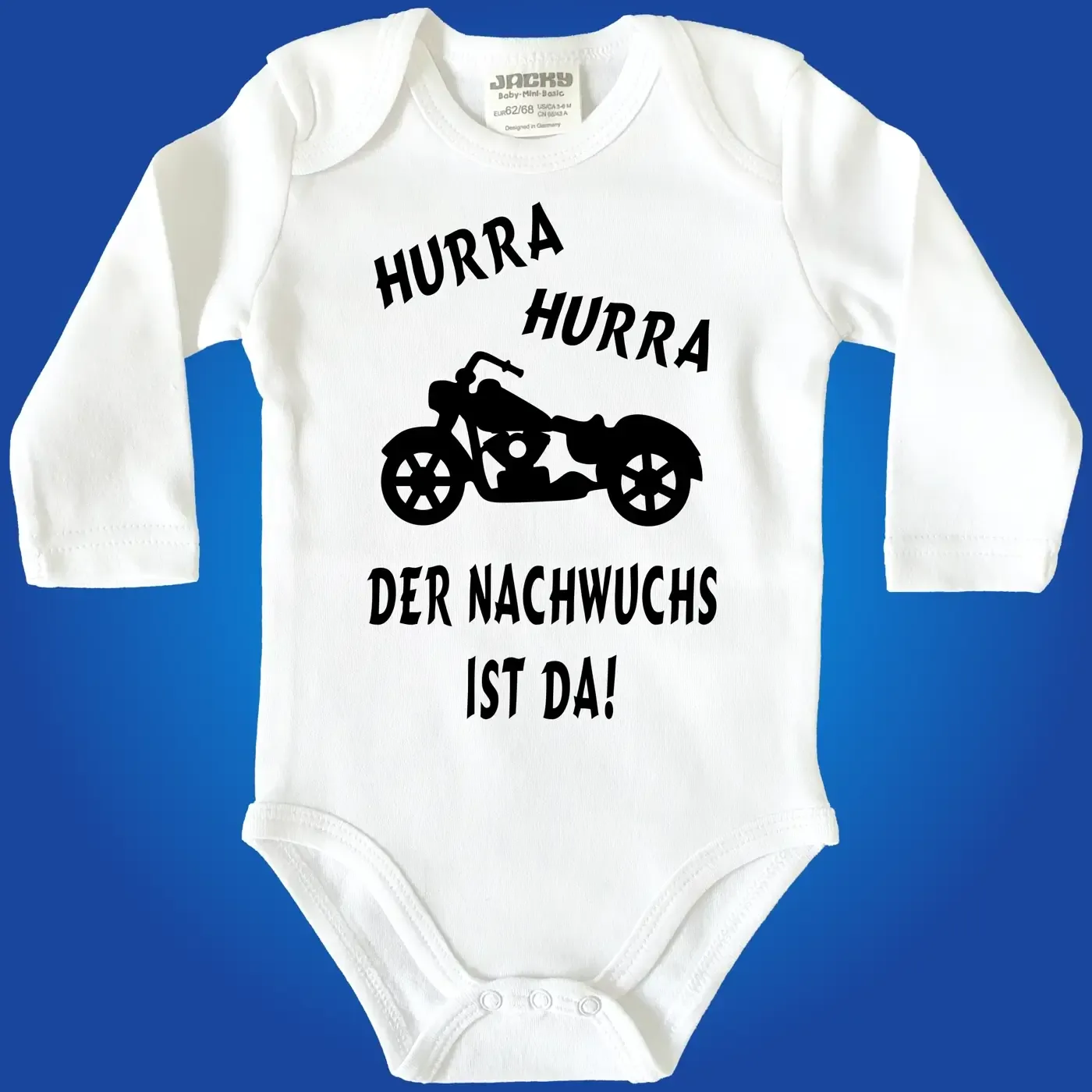 Baby‑Body mit Supersportler‑Motiv und wählbarem Text