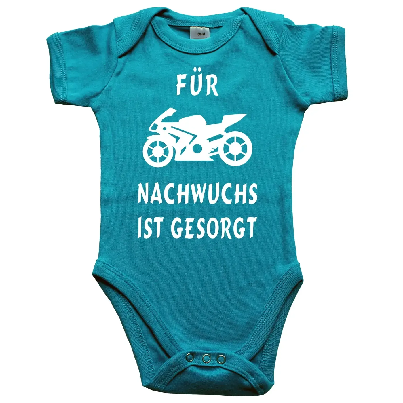 Baby‑Body mit Supersportler‑Motiv und wählbarem Text