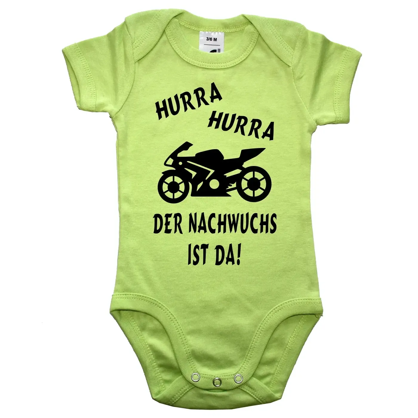 Babybody mit Biker‑Motiv als Geschenk zur Geburt