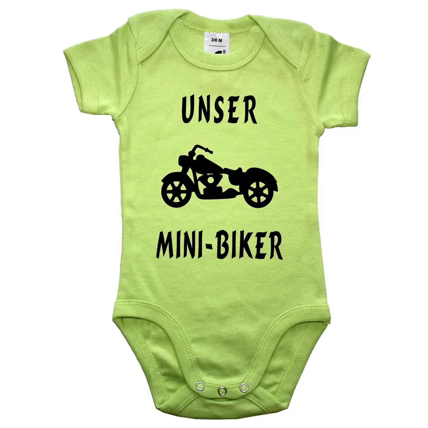 Baby‑Body mit Chopper und Spruch für Biker‑Familien