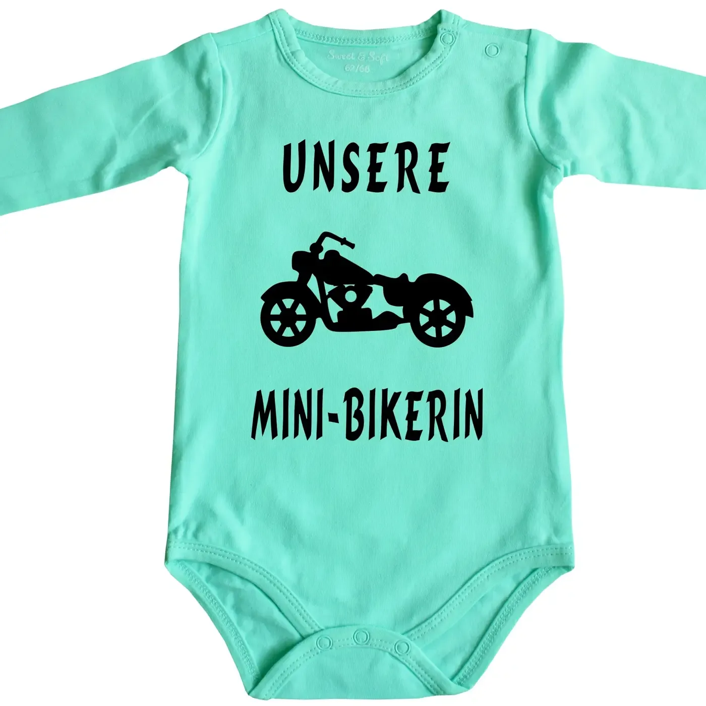 Baby‑Body mit Chopper‑Motiv und witzigem Spruch