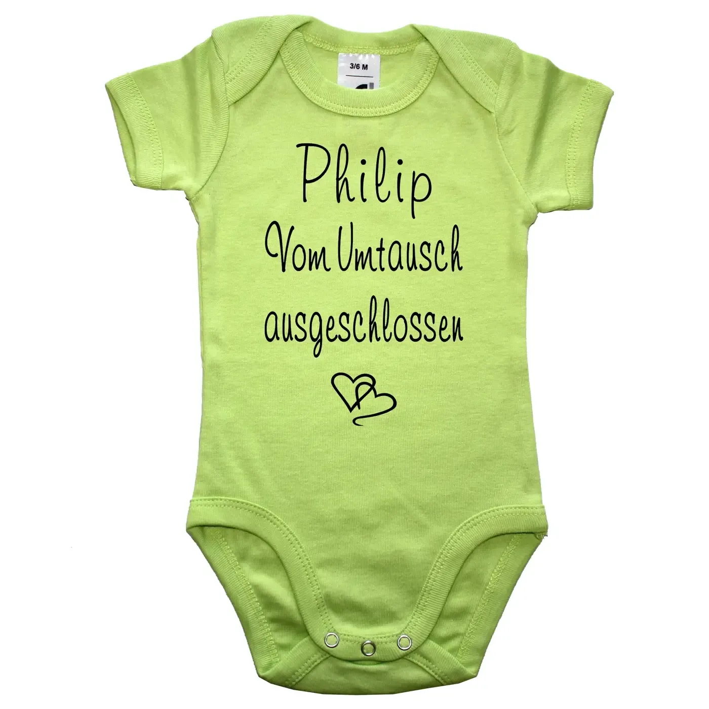 Babybody mit individuellem Namen und lustigem Text