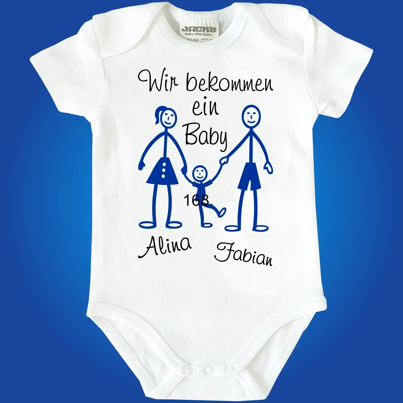 Babybody mit süßer Familiengrafik und Baby‑Spruch