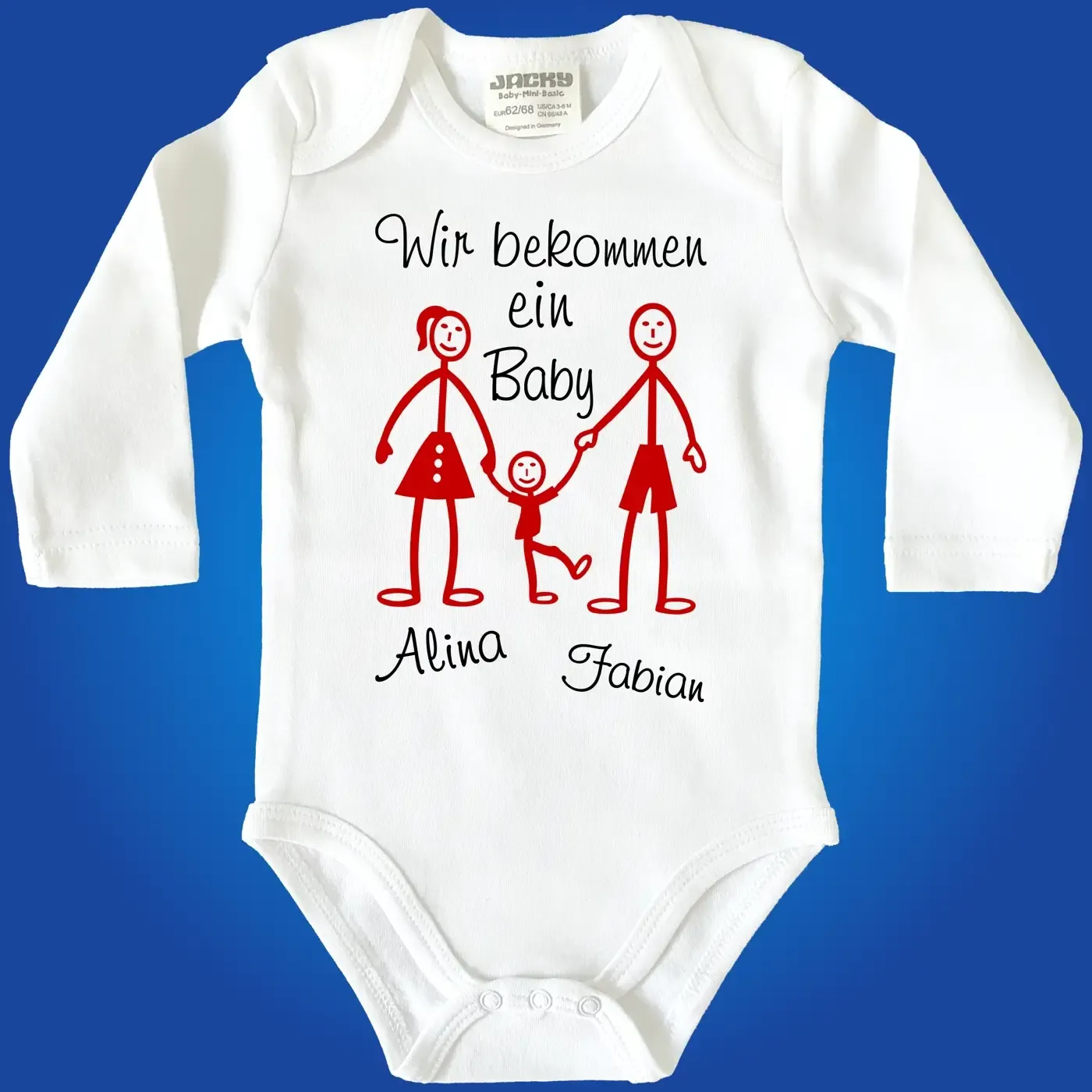 Baby‑Body mit lustiger Strichmännchen Illustration