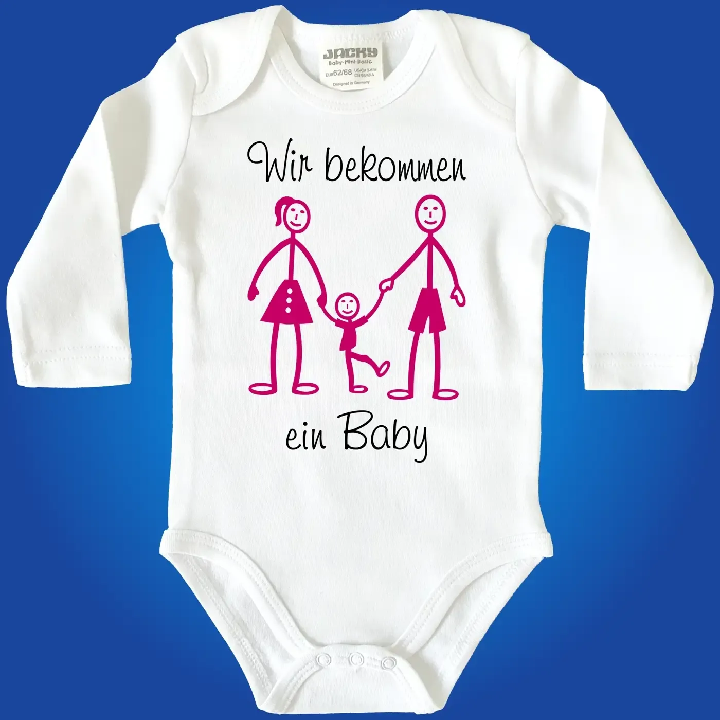 Babybody mit süßer Familiengrafik und Baby‑Spruch