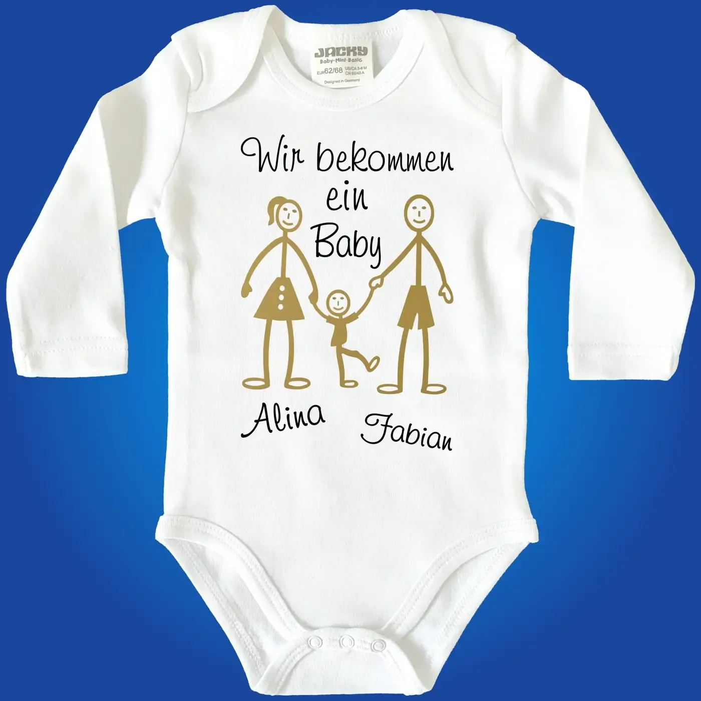 Baby‑Body mit Strichmännchen Familie für Mama und Papa