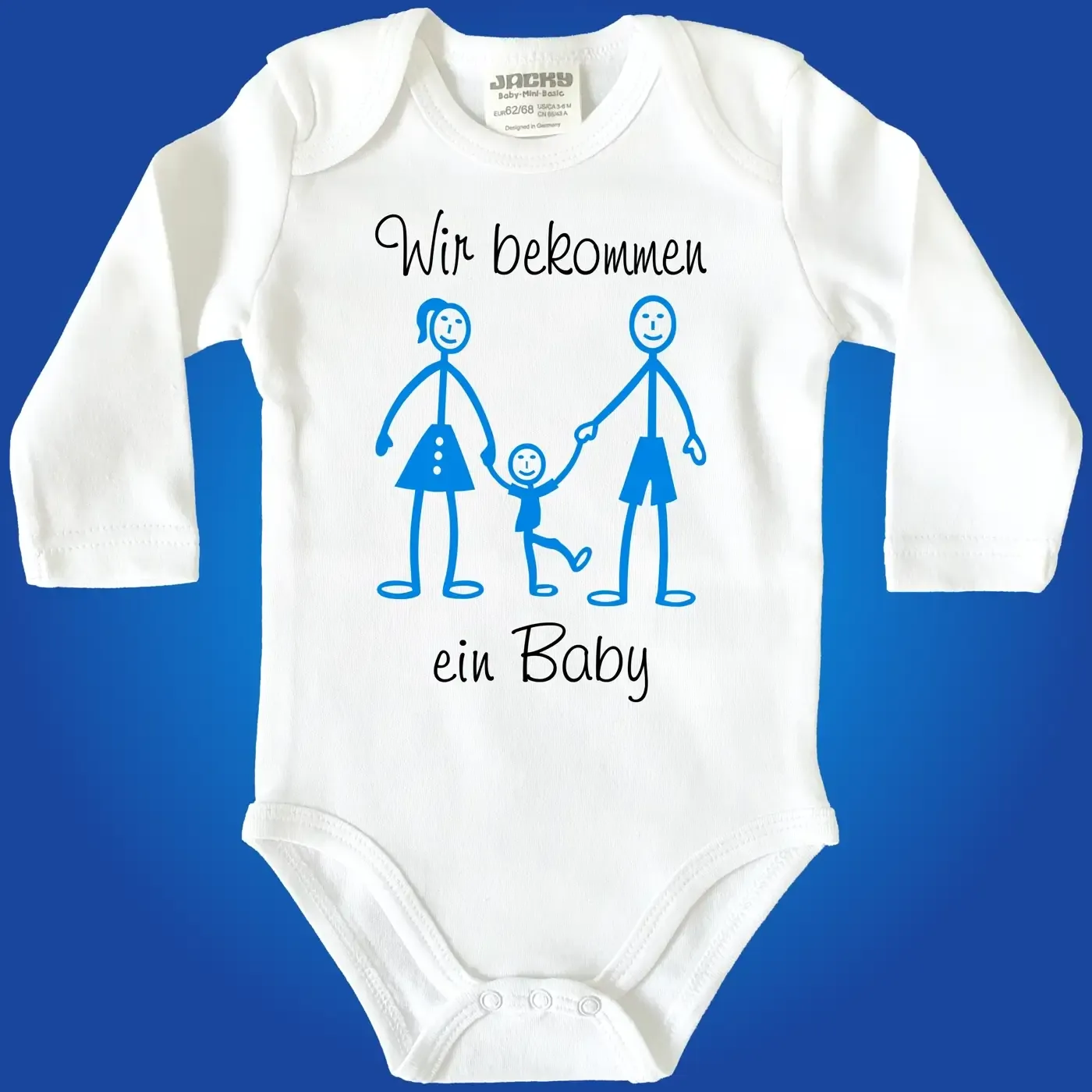 Baby‑Body Schwangerschaftsverkündung mit lustiger Grafik