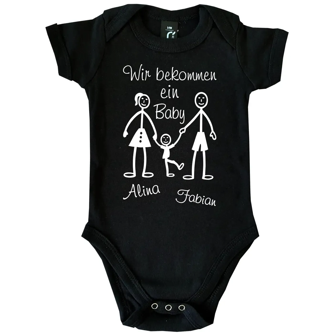 Babybody mit liebevollem Baby‑Ankündigungs‑Text