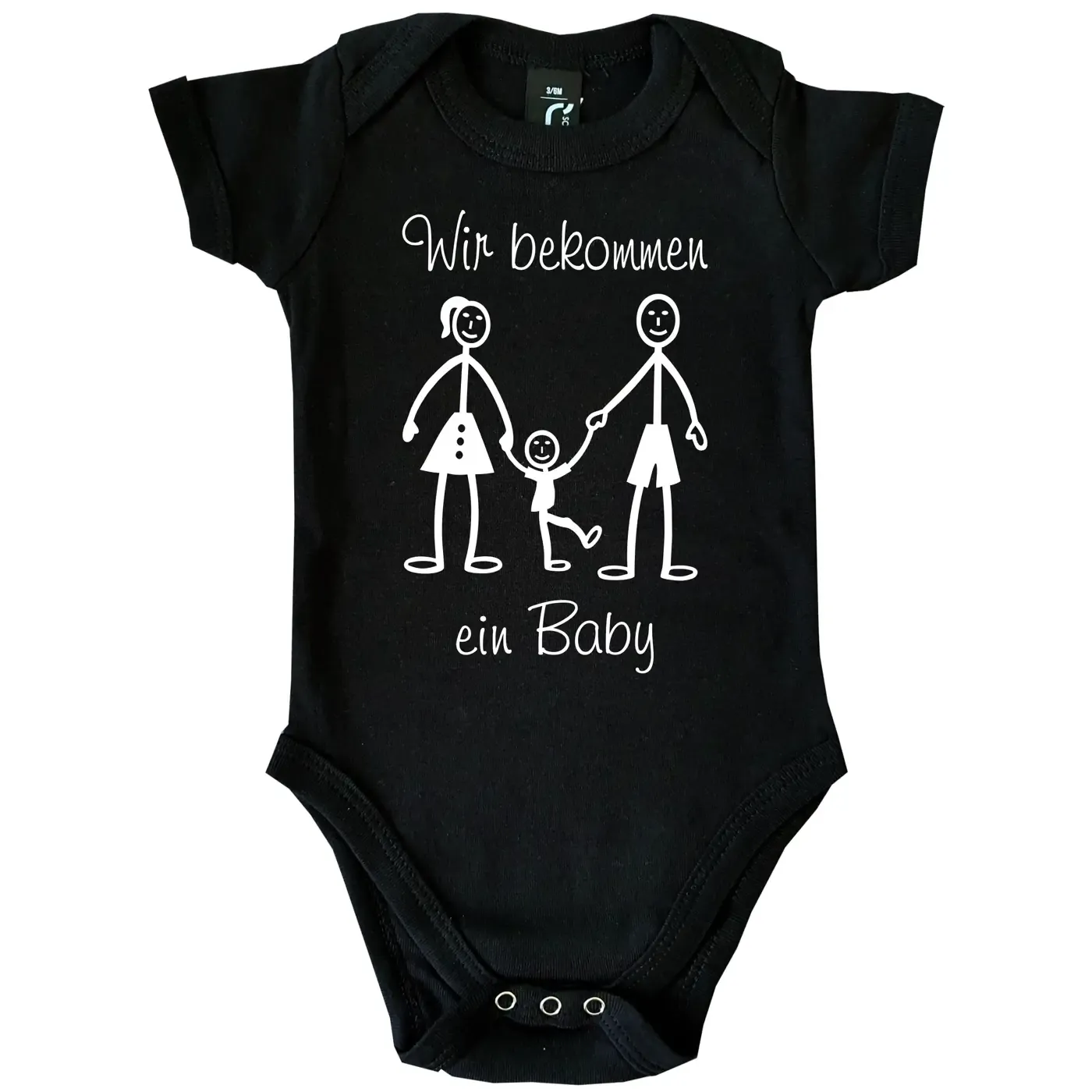 Baby‑Body mit Strichmännchen Familie für Mama und Papa