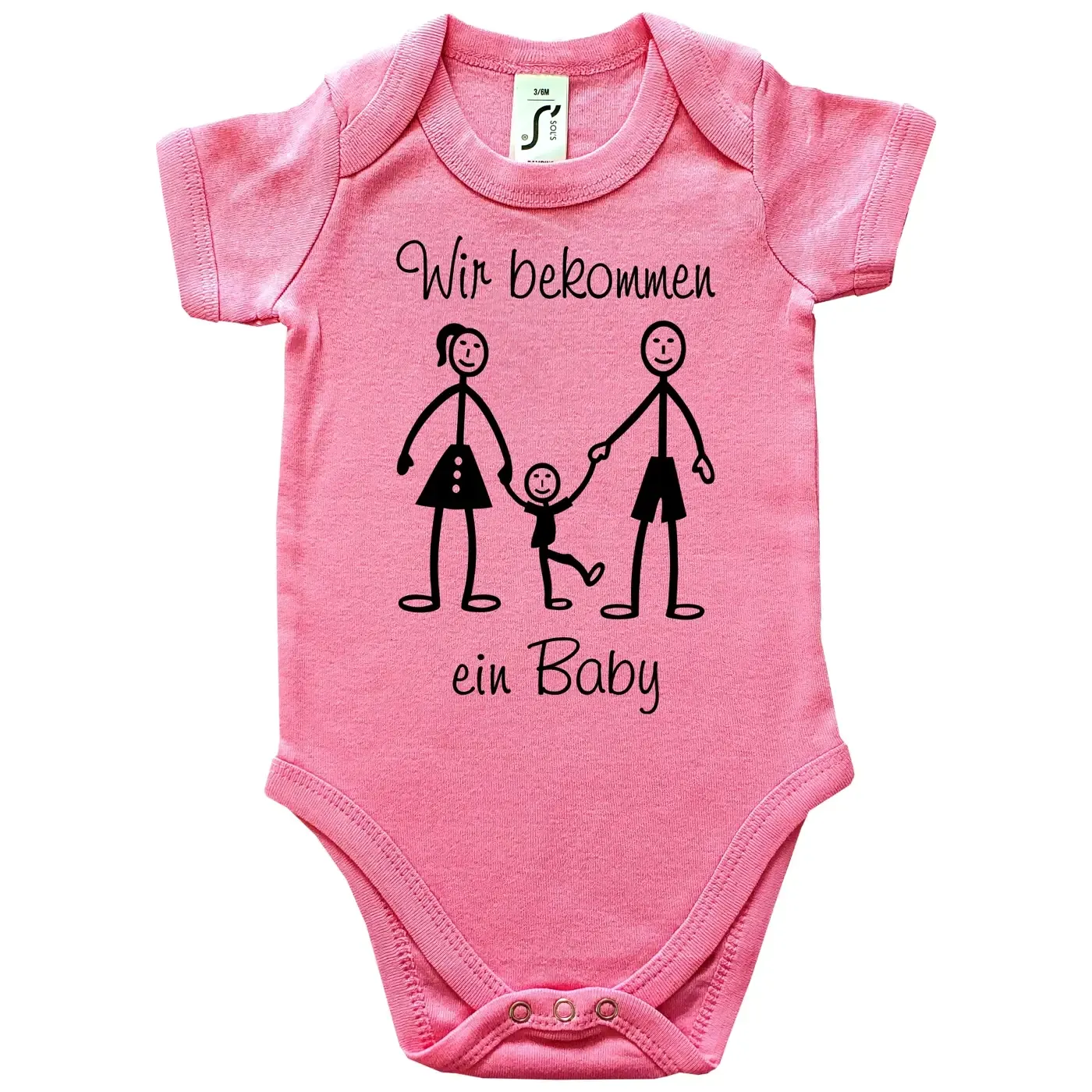 Baby‑Body Schwangerschaftsverkündung mit lustiger Grafik