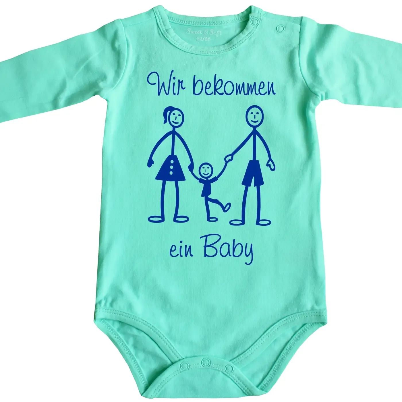 Baby‑Body Schwangerschaftsverkündung mit lustiger Grafik