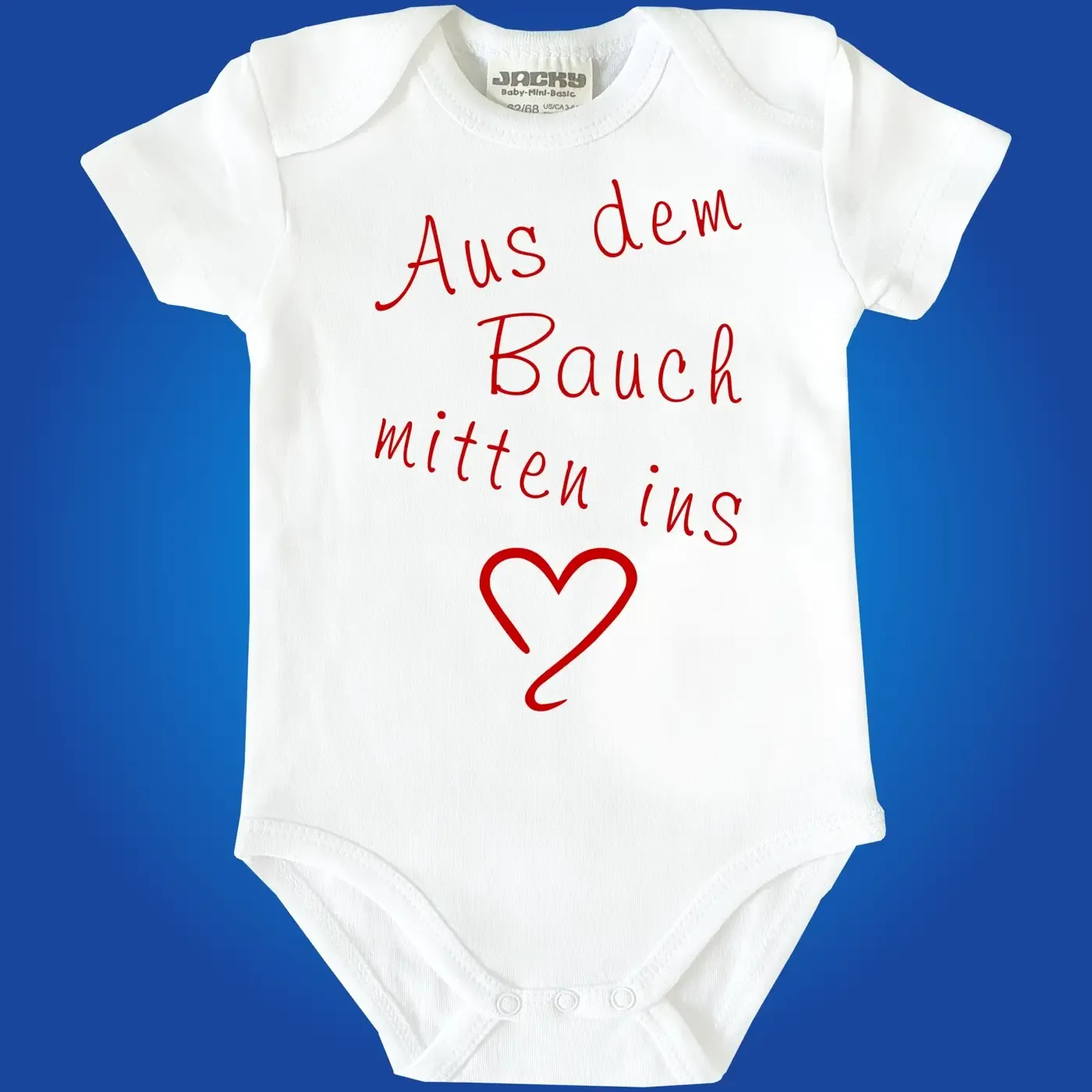 Babybody Geburtsspruch mit Herzmotiv