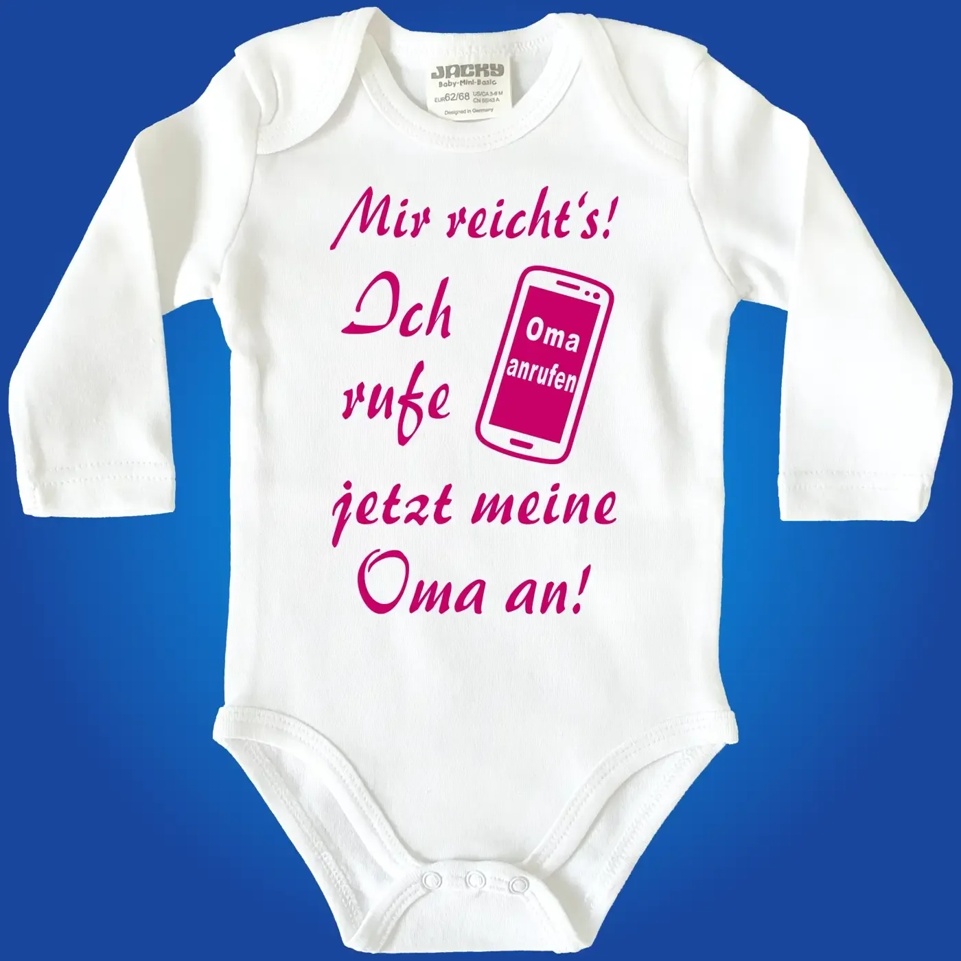 Baby‑Body mit witzigem Text und Handy‑Motiv