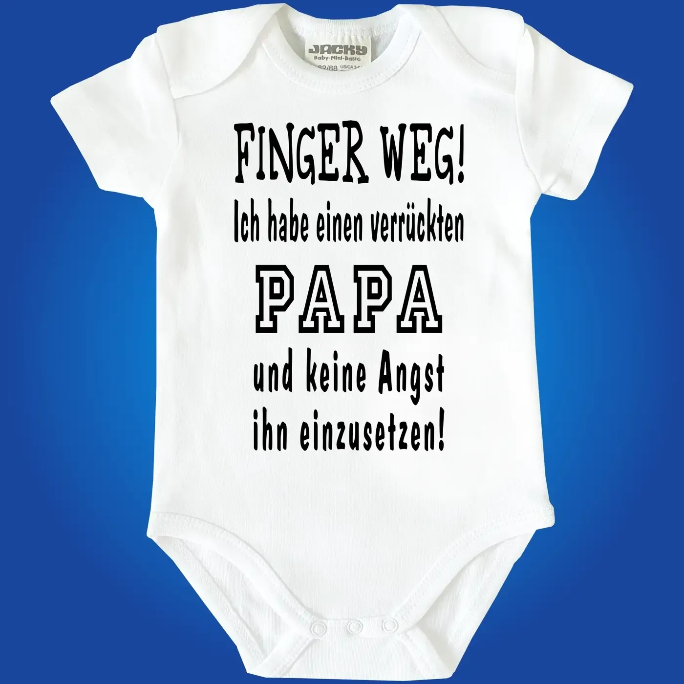 Baby‑Body mit Spruch „Finger weg, ich habe einen verrückten Opa“