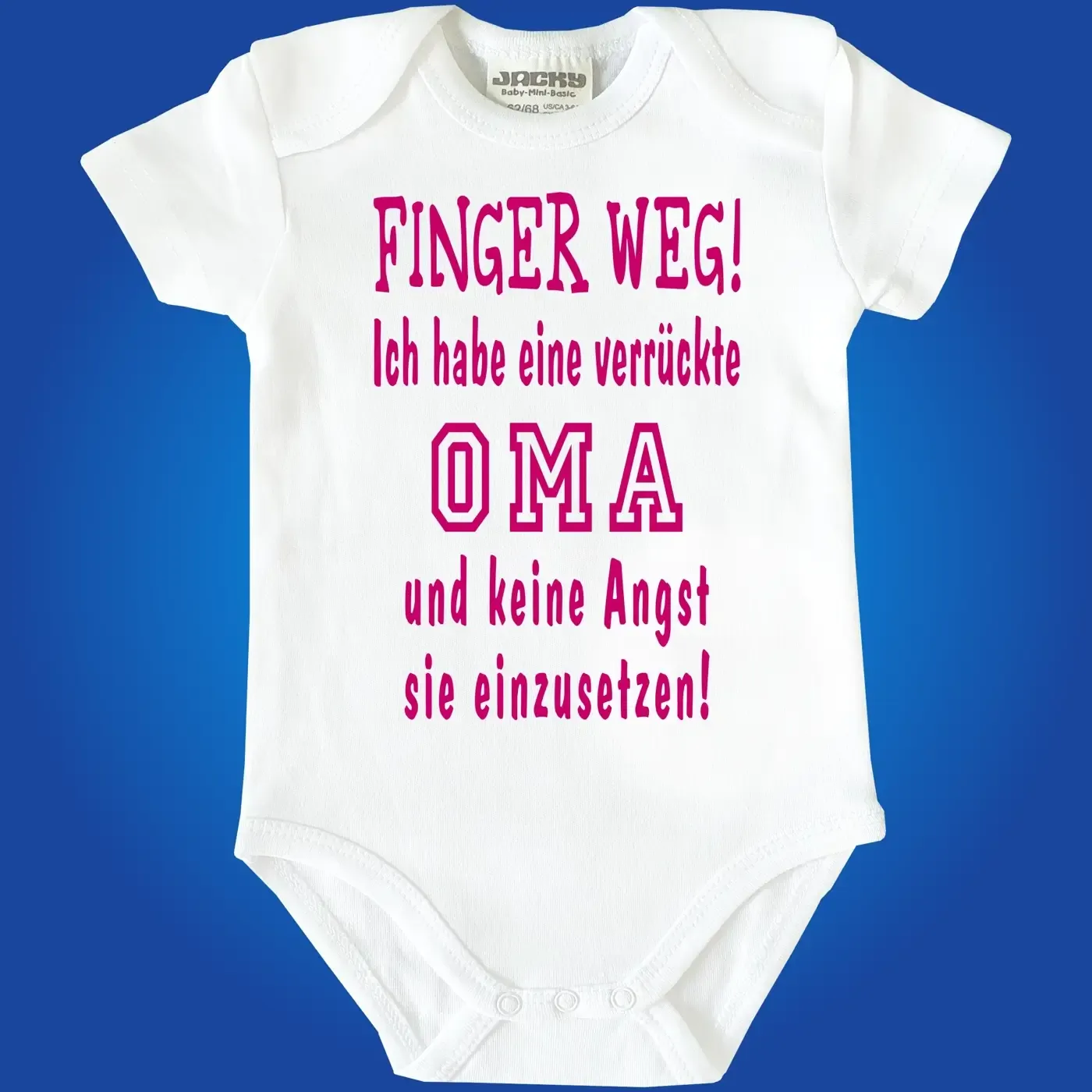 Baby‑Body mit wählbarer Familienperson und lustigem Text