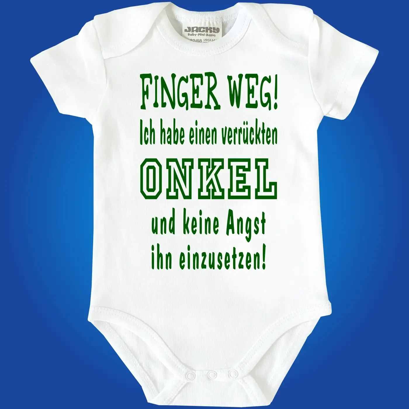 Babybody mit humorvollem Familien‑Spruch