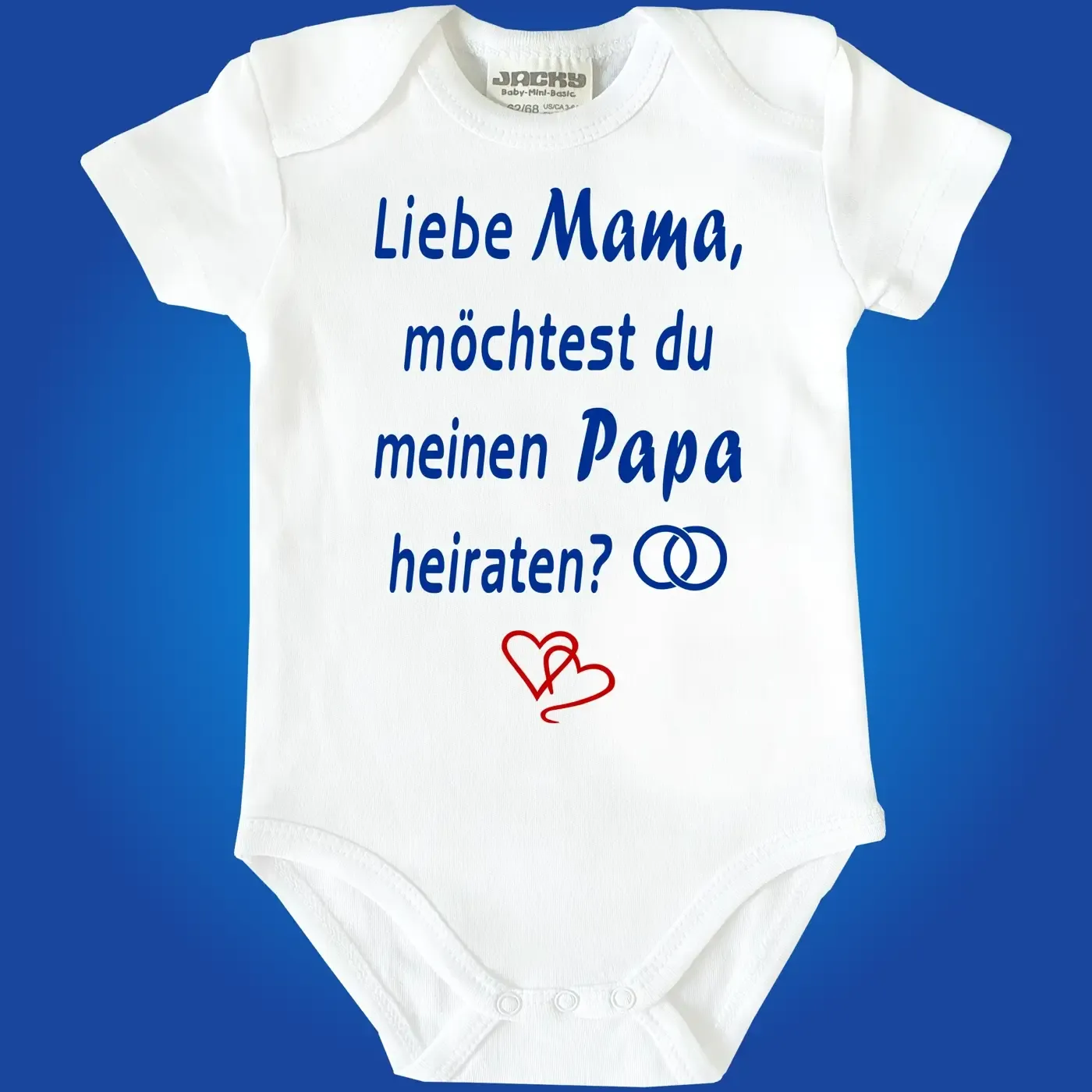 Baby‑Body mit romantischem Heiratsantrag und Ringen