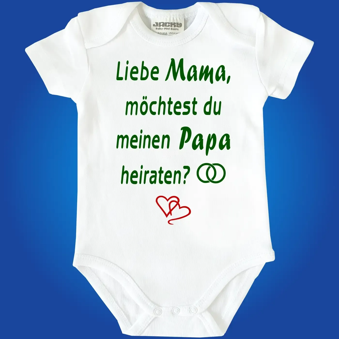 Babybody für besonderen Heiratsantrag über das Baby