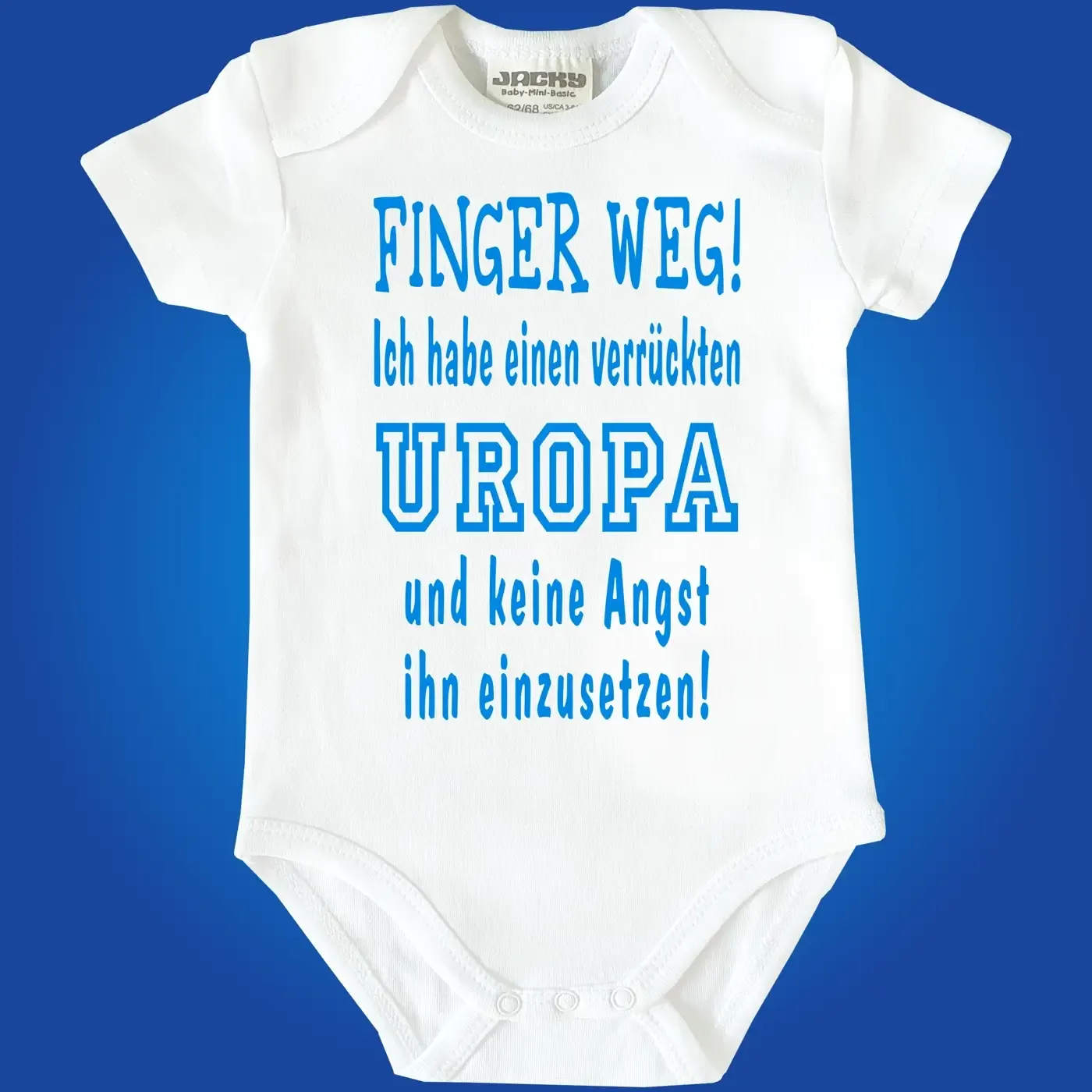 Baby‑Body „Ich habe eine verrückte Mama“ mit blauem Text