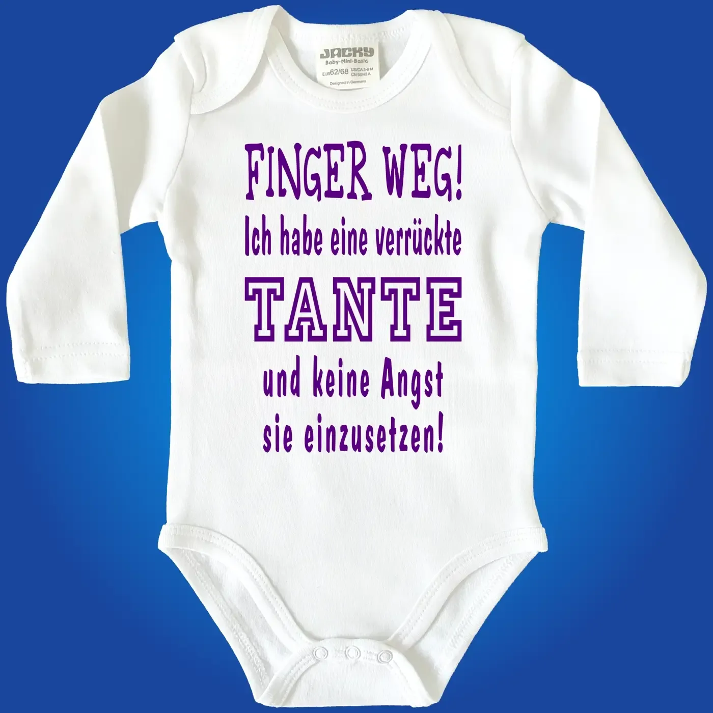 Baby‑Body mit wählbarer Familienperson und lustigem Text