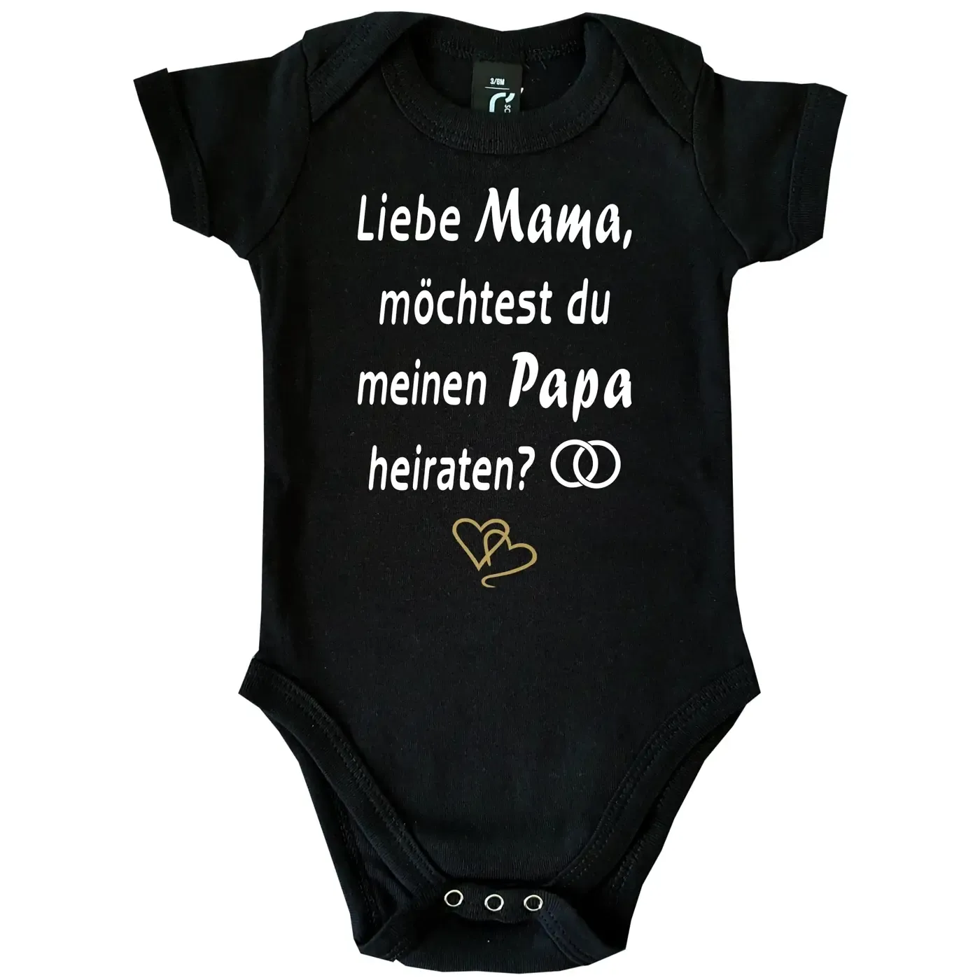 Babybody „Papa, willst du uns heiraten“ mit Herzchen Grafik