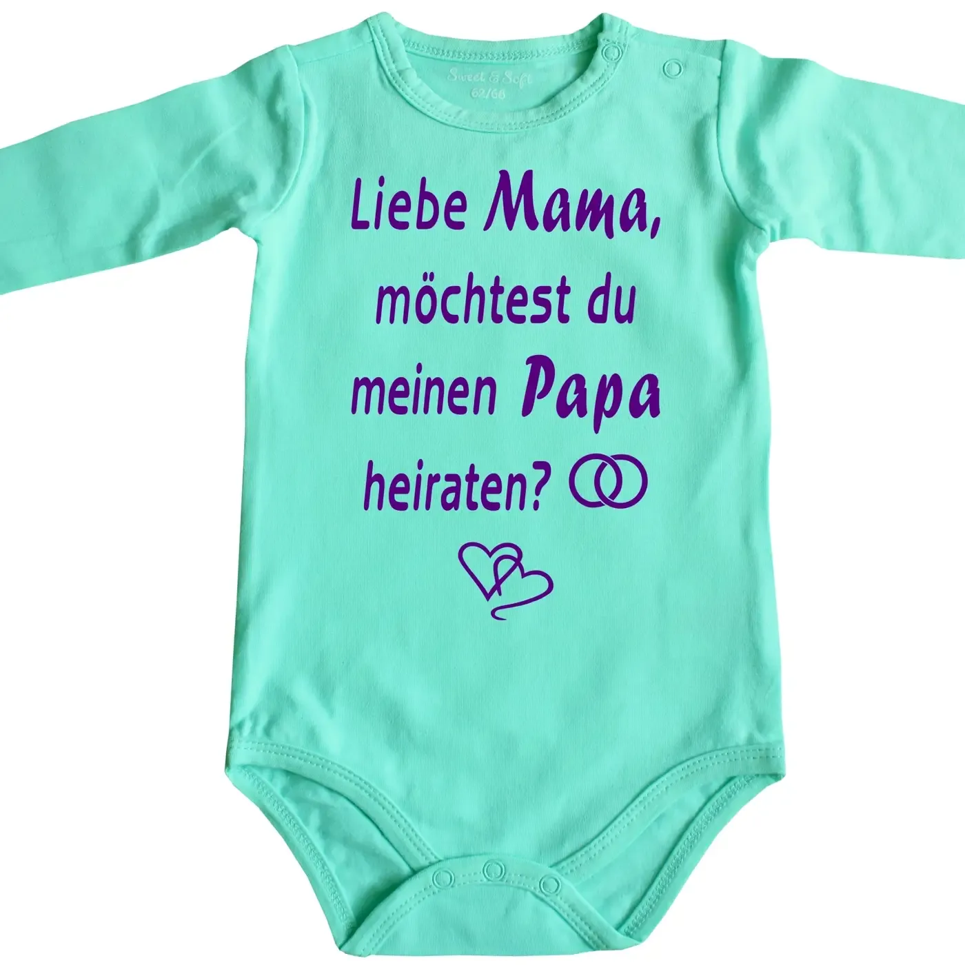 Baby‑Body mit romantischem Heiratsantrag und Ringen