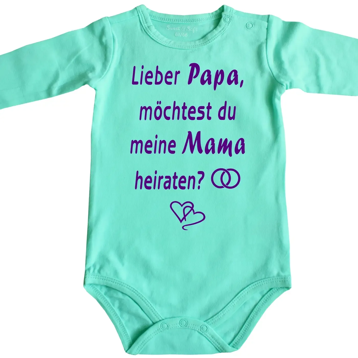 Babybody „Papa, willst du uns heiraten“ mit Herzchen Grafik