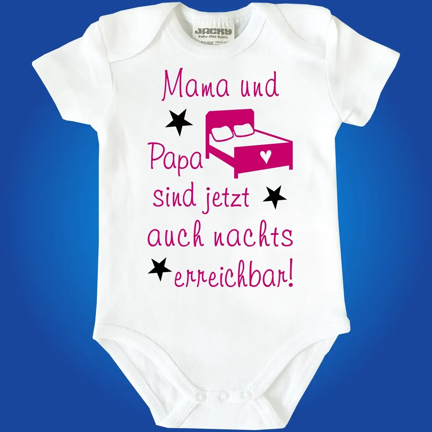 Bedruckter Baby‑Body mit lustigem Mama‑Papa‑Spruch