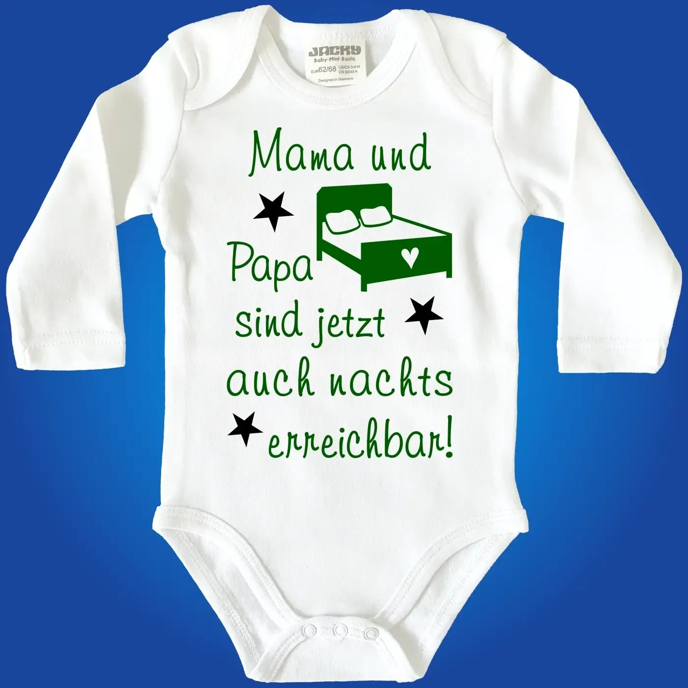 Baby‑Body mit Spruch über nächtliche Baby‑Rufe