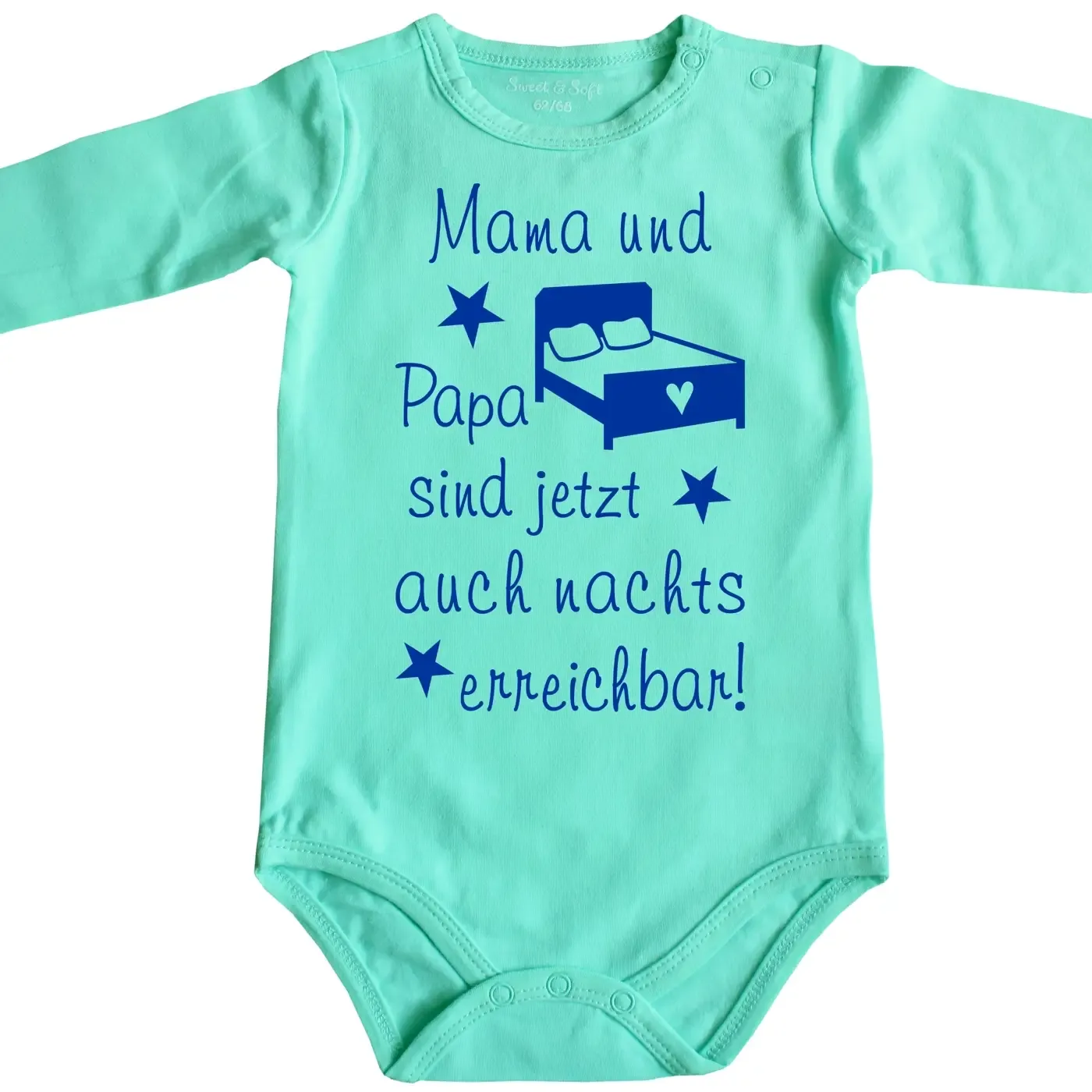 Bedruckter Baby‑Body mit lustigem Mama‑Papa‑Spruch