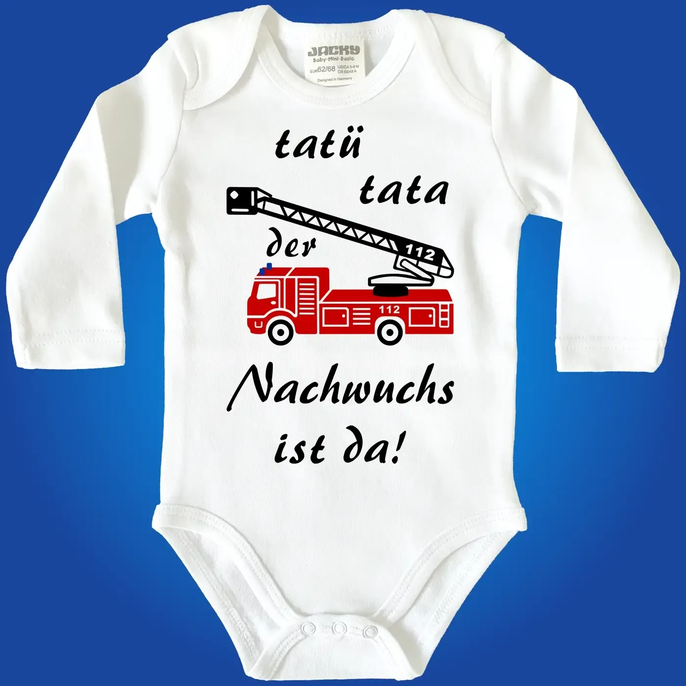 Feuerwehr Baby‑Body mit rotem Feuerwehrauto