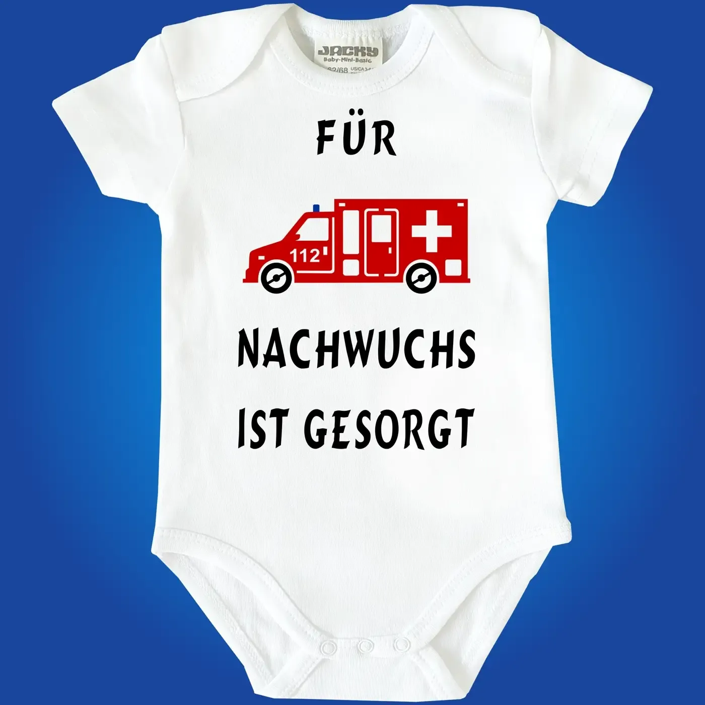 Baby-Body mit Rettungseinsatzfahrzeug für den Notarzt
