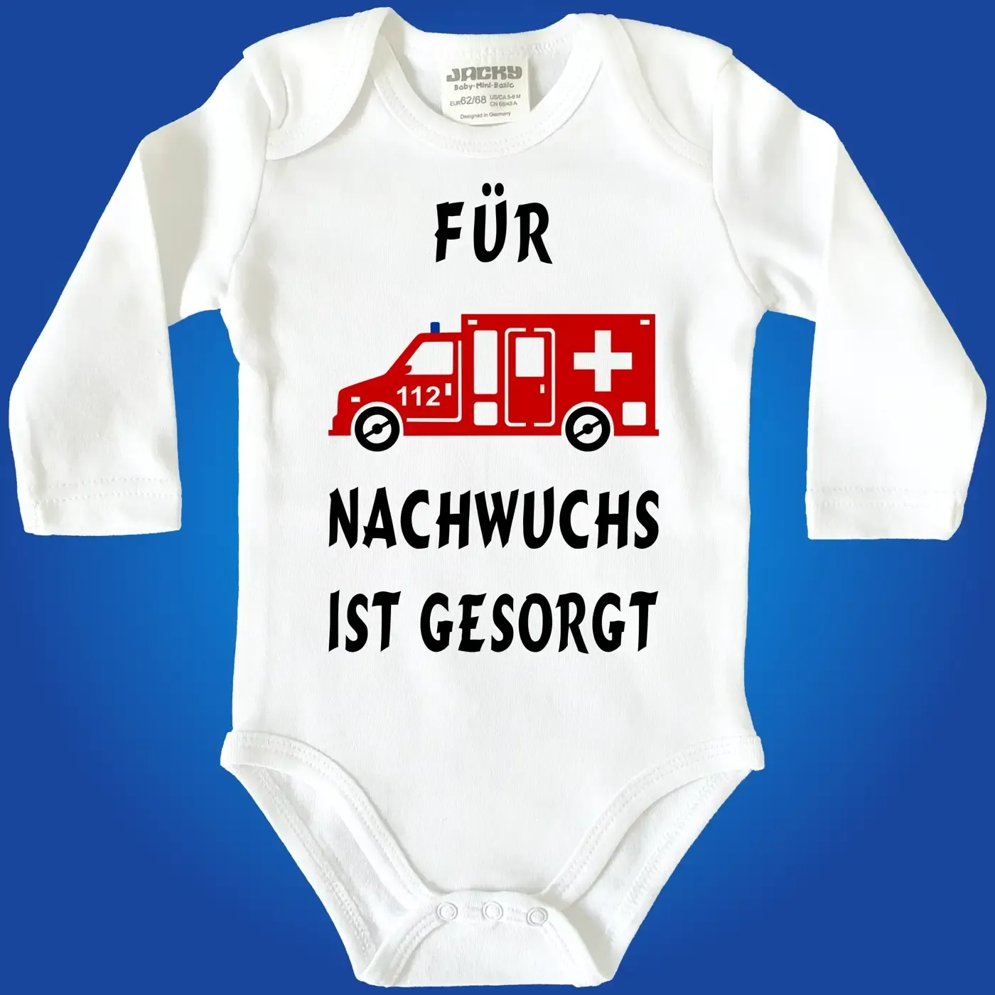 Baby‑Body mit Rettungswagen für Sanitäter‑ oder Notarzt‑Nachwuchs